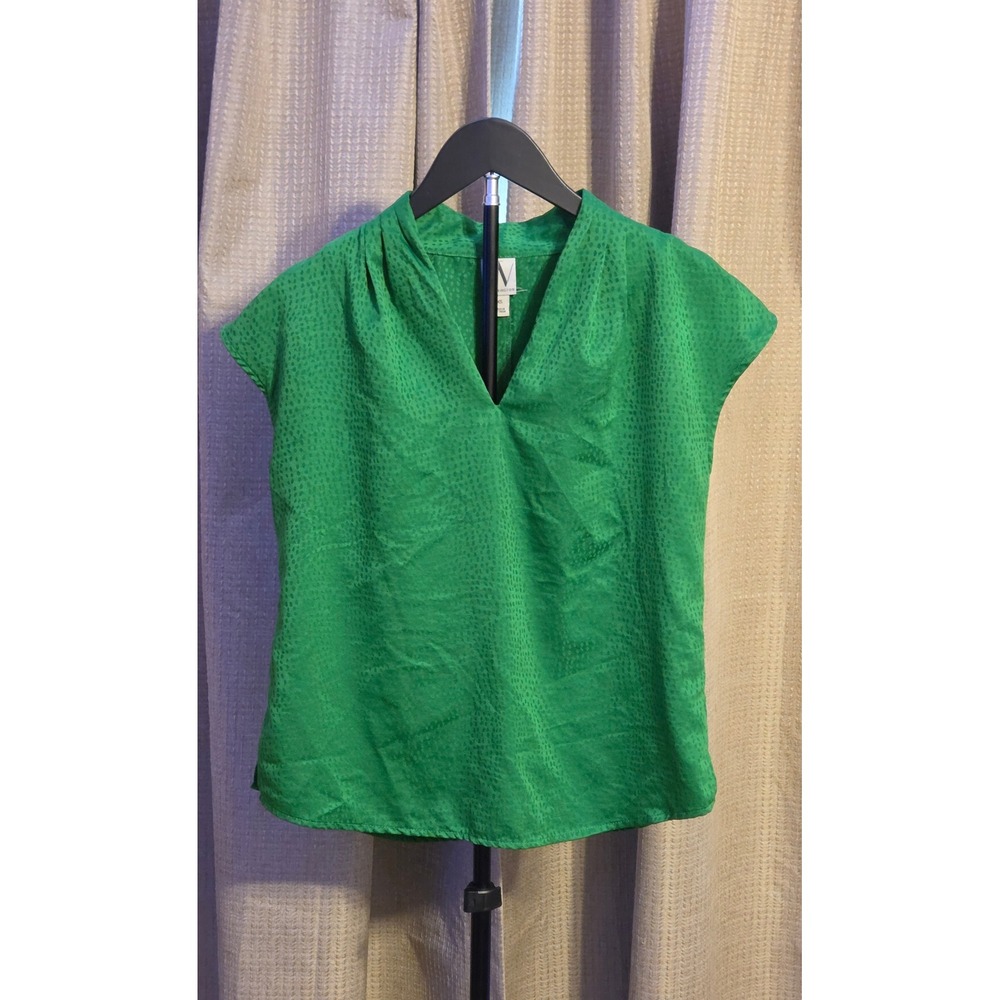 Worthington Sleeveless V-Neck Blouse‎ Women's Size XS Green